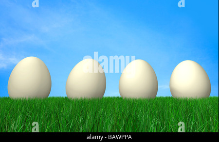 easter eggs on the grass Stock Photo