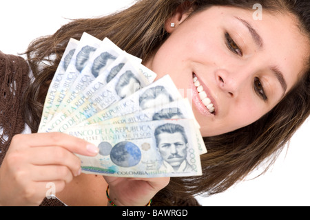 beautiful girl with lots of money Stock Photo