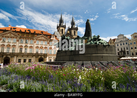 Tyn Church in Prague's Old Town Square Stock Photo