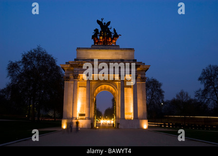 Wellington Arch at Night, London Stock Photo