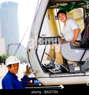 Construction workers in Pudong Shanghai China Stock Photo