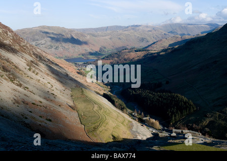 Looking down Glenridding valley, lake District, England from Helvellyn Stock Photo