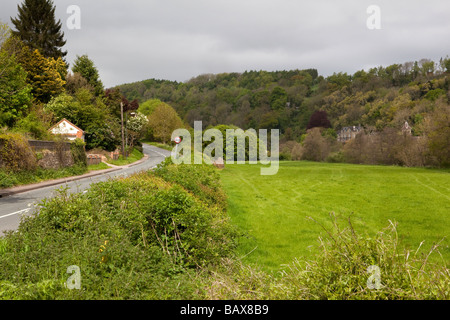 UK Gloucestershire Forest of Dean Lower Lydbook view of Welsh Bicknor Youth Hostel and Church Stock Photo