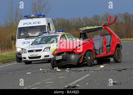 Yellow Rescue Arrows Emergency services work at the scene of a collision between two trains ...