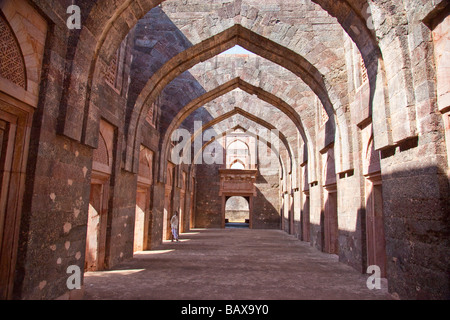 Inside Hindola Mahal or Swinging Palace at the Ruins of Mandu in Madhya Pradesh India Stock Photo