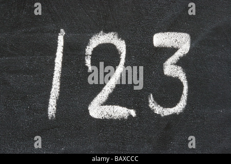 Chalk Numbers 123 on a blackboard Stock Photo - Alamy