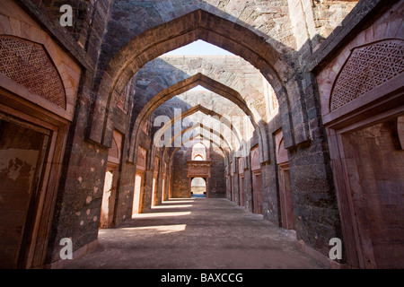 Inside Hindola Mahal or Swinging Palace at the Ruins of Mandu in Madhya Pradesh India Stock Photo