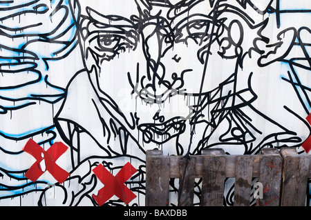 Spraypainted graffiti mural on wall in Amsterdam city centre, The Netherlands Stock Photo