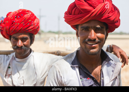 Rajput Shepherds Wearing Turban in Rajasthan India Stock Photo