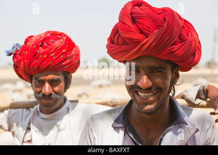 Rajput Shepherds Wearing Turban in Rajasthan India Stock Photo