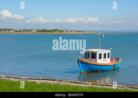 Fishing boat moored off Roa Island, near Barrow-in-Furness, Cumbria, England UK Stock Photo