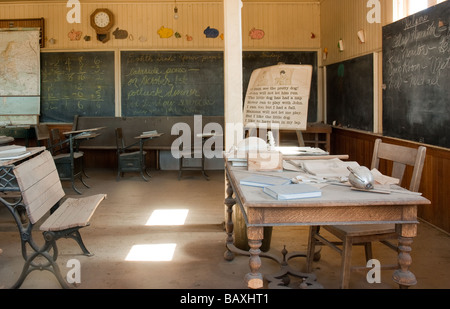 Abandoned schoolhouse in the ghost town of Bodie, CA, now preserved as a historic state park Stock Photo