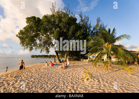 People relaxing at beach, Speightstown, Barbados, Caribbean Stock Photo