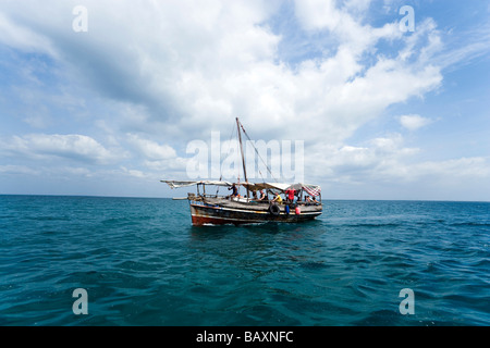 Dhow on Indian Ocean, Snorkeling and Diving Trip, Kisite-Mpunguti Marine National Park, Coast, Kenya Stock Photo