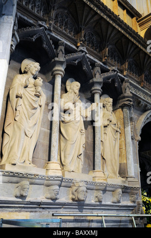 Interior detail stone carved figures in Saint Davids Cathedral,Saint Davids city Pembrokeshire Wales Cymru UK Stock Photo