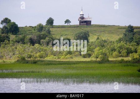 Kizhi island on Lake Onega with wooden church, the second biggest lake in Europe, Russia Stock Photo