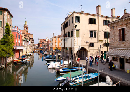 Vena Canal with boats, Chioggia, Venice, Laguna, Veneto, Italy Stock Photo