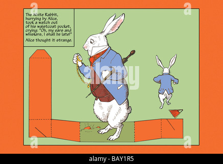 White Rabbit Late Alice in Wonderland colored Tenniel illustration ...