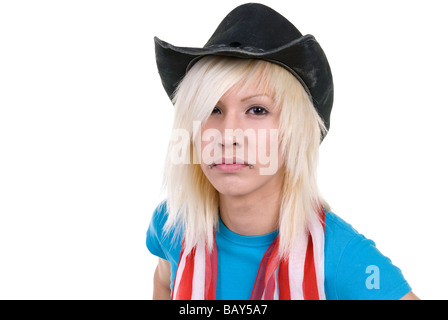 A young man expresses himself through his clothing and piercings Stock Photo