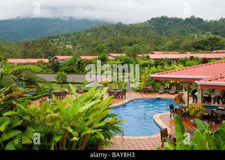 The pool area of the Volcano Lodge near Arenal National Park in Costa