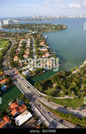 Miami Beach and downtown Miami in the background, Miami, Florida, United States of America, USA Stock Photo