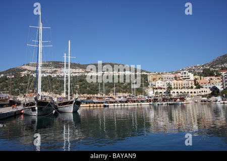 Kalkan, Antalya, Turkey - image of the harbour area. Stock Photo