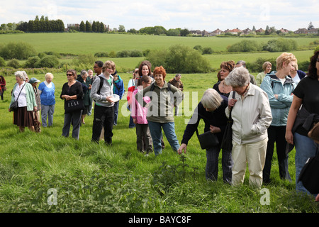 A mixed group of adults and elerly people on a nature day trip Stock Photo