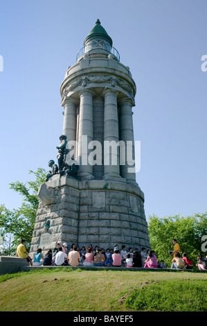 Tour group at Champlain Memorial Lighthouse at Crown Point New York State Stock Photo