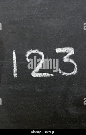 Chalk Numbers 123 on a blackboard Stock Photo - Alamy