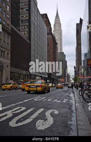 Looking east down on 42nd street from south east corner of 42nd and 5th avenue Stock Photo