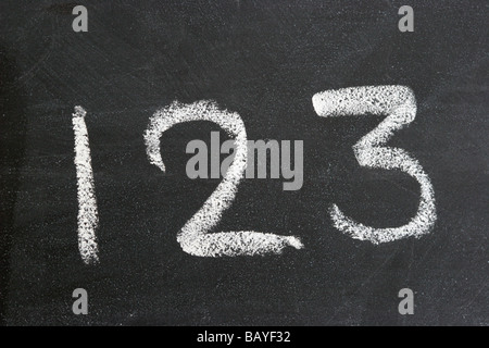 Chalk Numbers 123 on a blackboard Stock Photo - Alamy