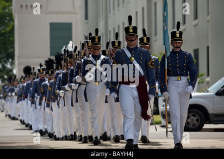 Senior cadets in formal dress uniform during the Long Grey Line graduation parade May 8 2009 at the Citadel in Charleston SC Stock Photo