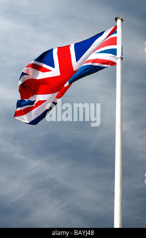 UK [Union Jack] flag in the wind Stock Photo