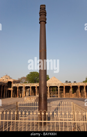 Iron Pillar of Delhi, Qutub Minar in Delhi India Stock Photo