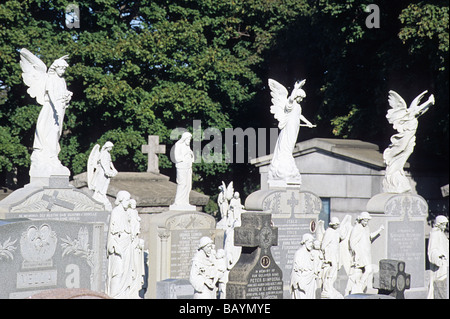 New York, New Calvary Cemetery, Queens, with angels Stock Photo