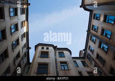 Old appartment buildings tunnel in St Petersburg, Russia. Stock Photo