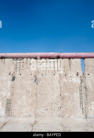 Berlin Wall - Remaining intact section of the Berlin Wall at East Side Gallery in Berlin Stock Photo