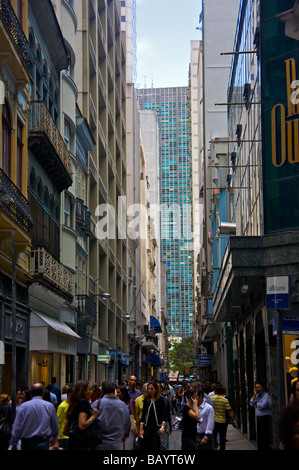 Pedestrians in Rua do Ouvidor in downtown Rio de Janeiro Stock Photo