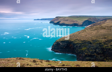 North Cornish coast from Penally Hill near Boscastle Cornwall England February 2009 Stock Photo