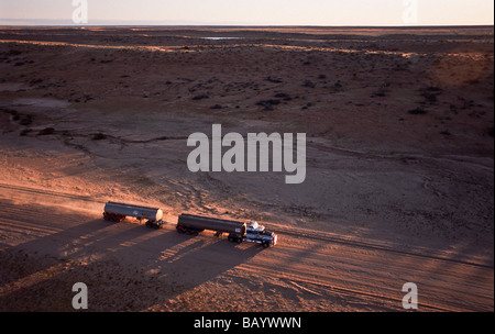 Road train, Strzelecki Track, outback Australia Stock Photo