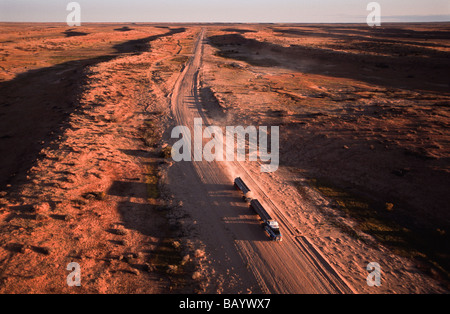 Road train, Strzelecki Track, outback Australia Stock Photo