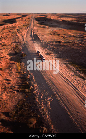 Road train, Strzelecki Track, outback Australia Stock Photo