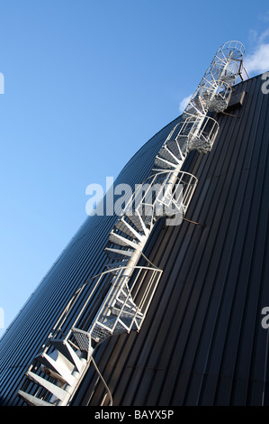 Spiral stairs to the top of oil tank , Finland Stock Photo