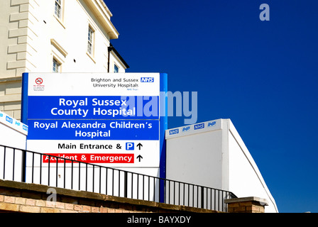 Royal Sussex County hospital sign Stock Photo