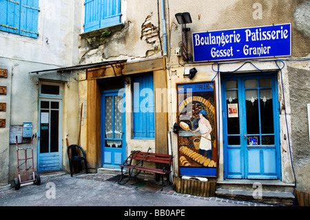 A traditional baker's shop in the picturesque French village of Olargues. Stock Photo