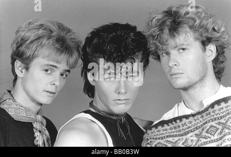 A HA : Norwegian pop group with from left Paul Waaktaar, Morten Harket and Mags Furuholmen Stock Photo