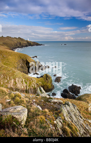 Start Point Cliffs Jagged Cliffs and Start Point Lighthouse on the South West Coastal Path ...
