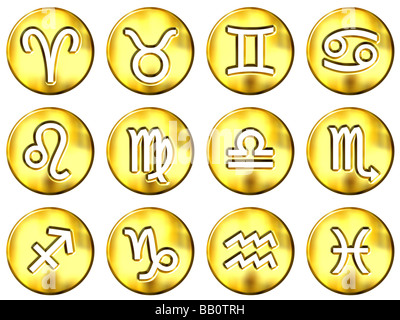 3d golden zodiac signs Stock Photo