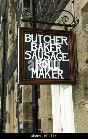 A butchers sign in Bamburgh, Northumberland Stock Photo