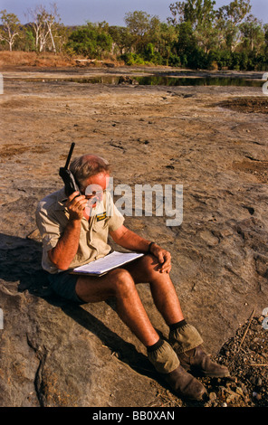 Satellite phone, outback Australia Stock Photo
